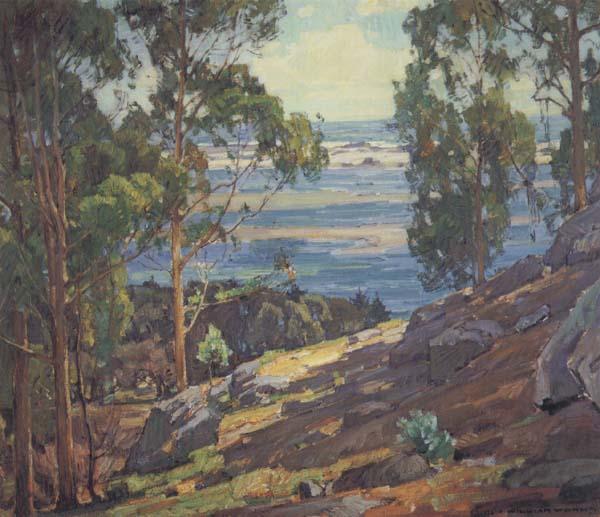 William Wendt Eucalyptus Trees and Bay